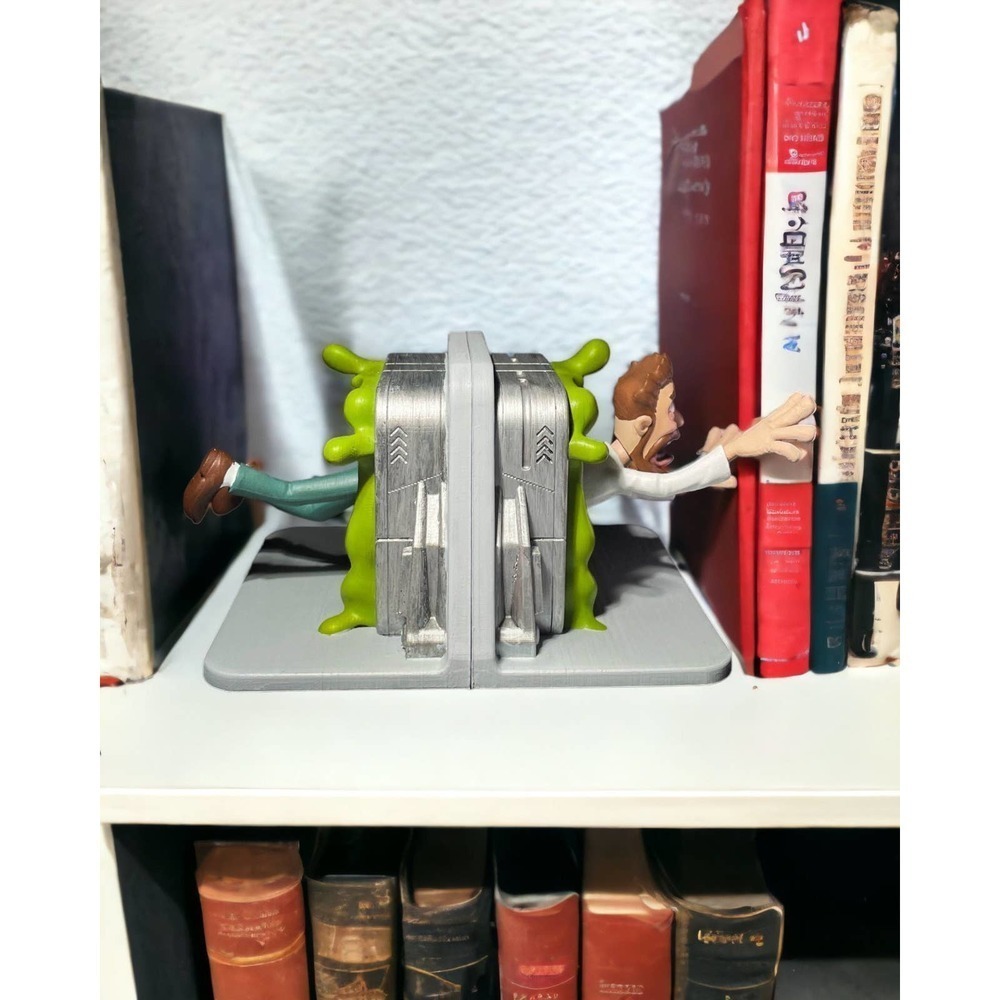 Quirky Man Going Through Portal Bookends - Time Tunnel Theme 3D Printed Decor
